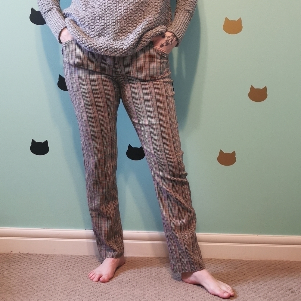 𝅺DARK Academia Pants Stretch Houndstooth 6